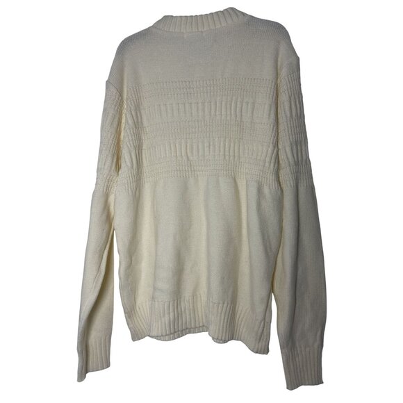 H2H Men's Ivory Knit Sweater Pullover Size XL Button Neck 100% Acrylic - Picture 2 of 10